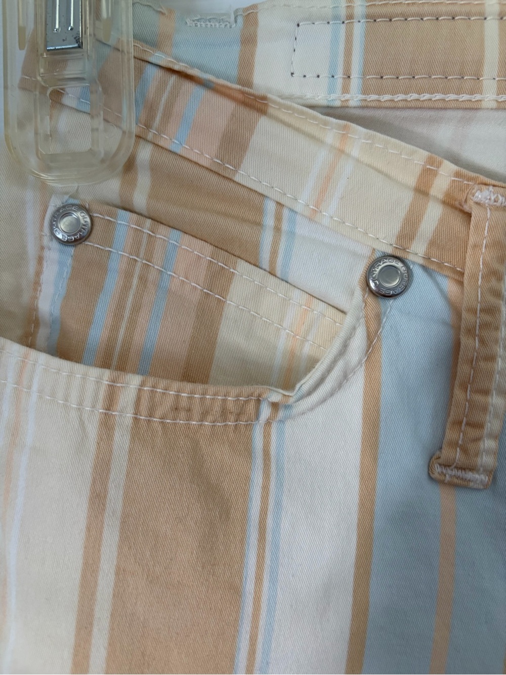 Vintage Y2K Outrage Italy Pastel Striped Flare Jeans Size 26 - Picture 5 of 14